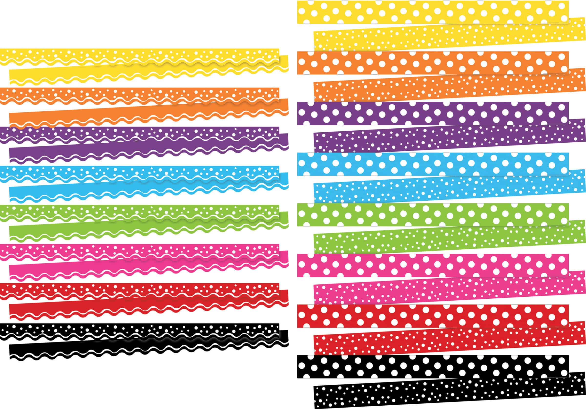 Happy and Dot to Dot Black Double-Sided Border, 200 Pieces of Trim per Set